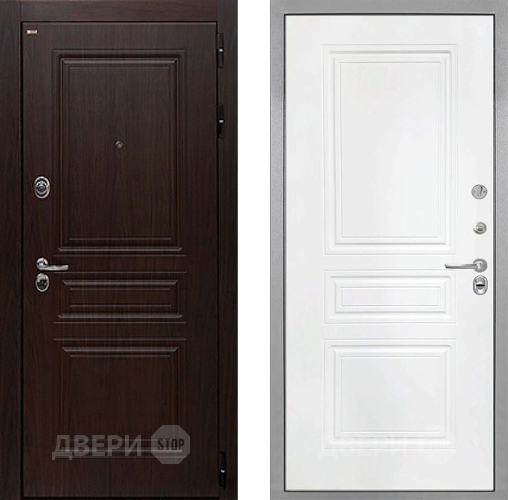 Входная металлическая Дверь Интекрон (INTECRON) Брайтон Тиковое Дерево ФЛ-243 Белый матовый в Звенигород