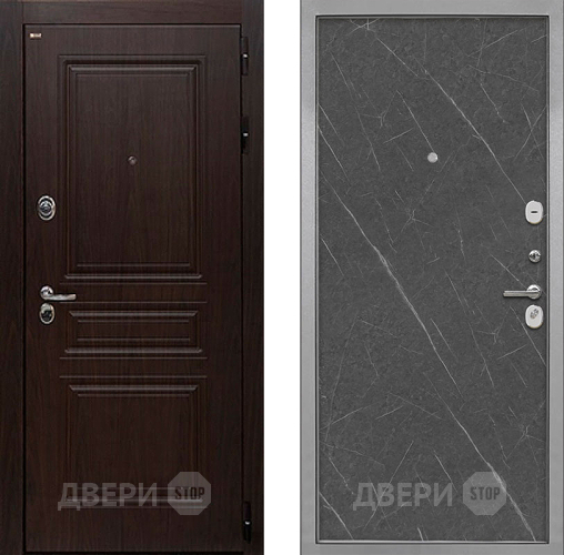 Входная металлическая Дверь Интекрон (INTECRON) Брайтон Тиковое Дерево Гладкая Гранит лава оникс в Звенигород