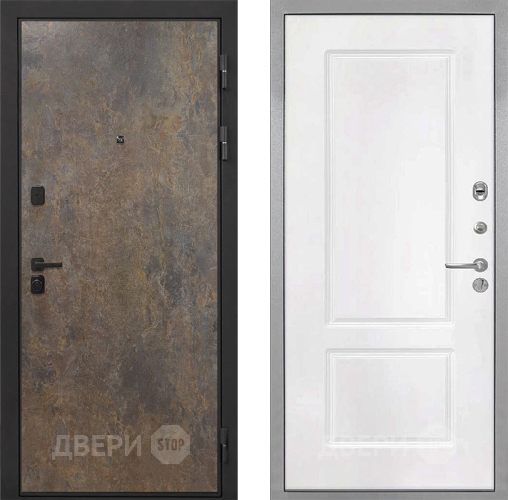 Входная металлическая Дверь Интекрон (INTECRON) Профит Black Гранж КВ-2 Белый матовый в Звенигород
