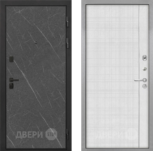 Входная металлическая Дверь Интекрон (INTECRON) Профит Black Гранит Лава Оникс В-07 с молдингом Лофт белый в Звенигород