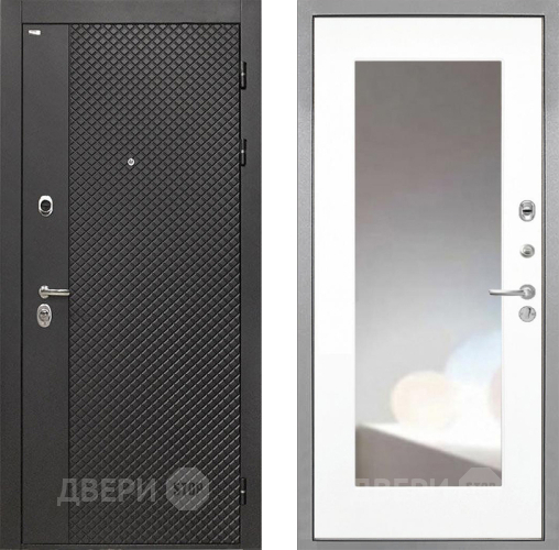 Входная металлическая Дверь Интекрон (INTECRON) Олимпия Black 4К ФЛЗ-120-М Зеркало Белый матовый в Звенигород