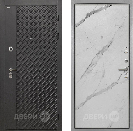 Входная металлическая Дверь Интекрон (INTECRON) Олимпия Black 4К Гладкая Мрамор натуральный арктик в Звенигород