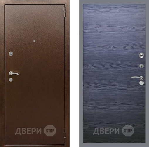 Входная металлическая Дверь Рекс (REX) 1А Медный Антик GL Дуб тангенальный черный в Звенигород