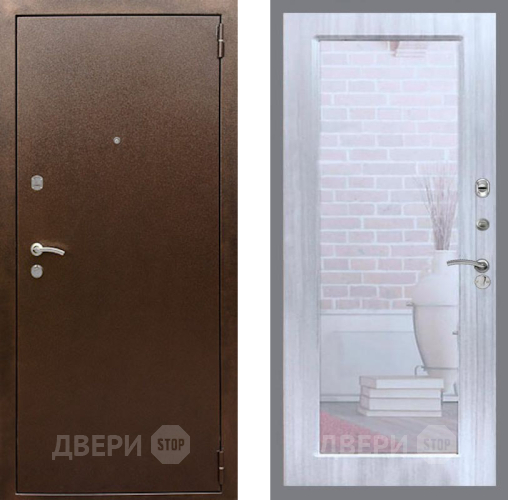 Входная металлическая Дверь Рекс (REX) 1А Медный Антик Зеркало Пастораль Сандал белый в Звенигород
