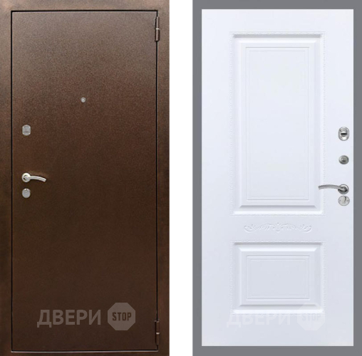 Входная металлическая Дверь Рекс (REX) 1А Медный Антик Смальта Силк Сноу в Звенигород