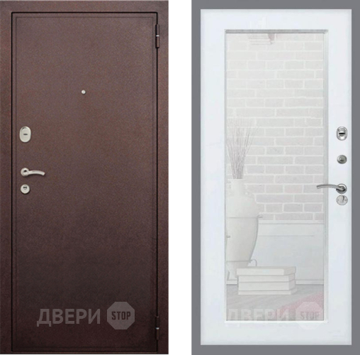 Входная металлическая Дверь Рекс (REX) 2 Медный Антик Зеркало Пастораль Силк Сноу в Звенигород