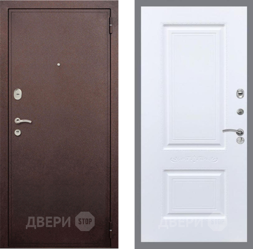 Входная металлическая Дверь Рекс (REX) 2 Медный Антик Смальта Силк Сноу в Звенигород