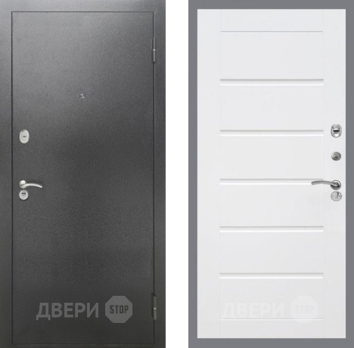 Входная металлическая Дверь Рекс (REX) 2А Серебро Антик Сити Белый ясень в Звенигород