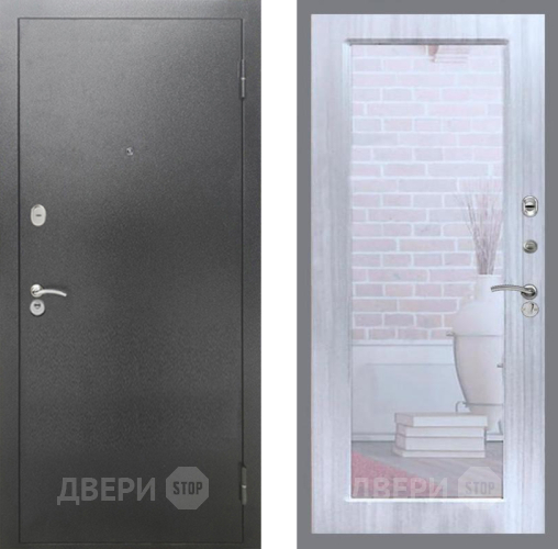Входная металлическая Дверь Рекс (REX) 2А Серебро Антик Зеркало Пастораль Сандал белый в Звенигород