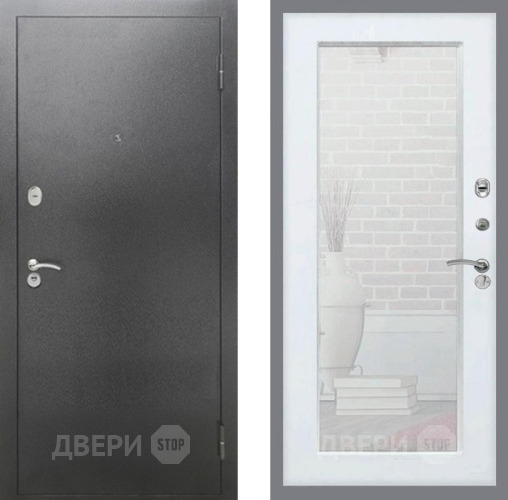 Входная металлическая Дверь Рекс (REX) 2А Серебро Антик Зеркало Пастораль Силк Сноу в Звенигород