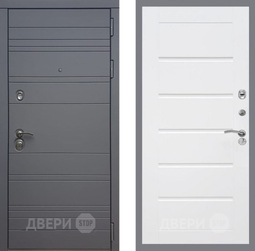 Входная металлическая Дверь Рекс (REX) 14 силк титан Сити Белый ясень в Звенигород