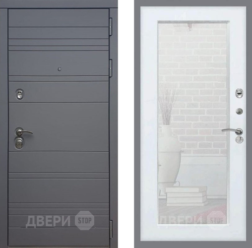 Входная металлическая Дверь Рекс (REX) 14 силк титан Зеркало Пастораль Силк Сноу в Звенигород