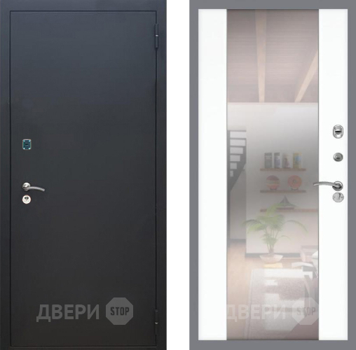 Дверь Рекс (REX) 1A Черный Муар СБ-16 Зеркало Силк Сноу в Звенигород