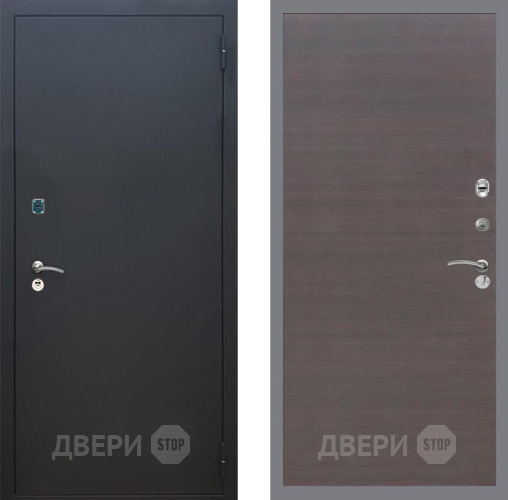 Входная металлическая Дверь Рекс (REX) 1A Черный Муар GL венге поперечный в Звенигород