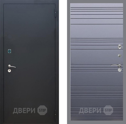 Входная металлическая Дверь Рекс (REX) 1A Черный Муар Line Силк титан в Звенигород