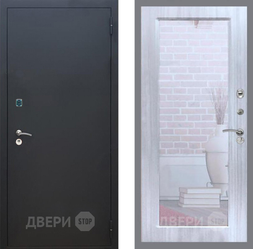Входная металлическая Дверь Рекс (REX) 1A Черный Муар Зеркало Пастораль Сандал белый в Звенигород