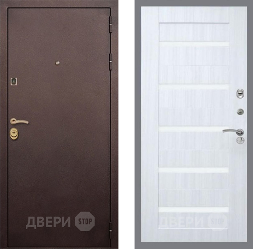Входная металлическая Дверь Рекс (REX) Лайт 3К СБ-14 стекло белое Сандал белый в Звенигород