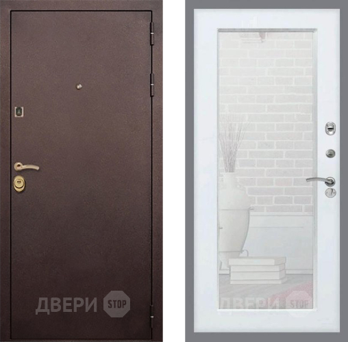 Входная металлическая Дверь Рекс (REX) Лайт 3К Зеркало Пастораль Силк Сноу в Звенигород