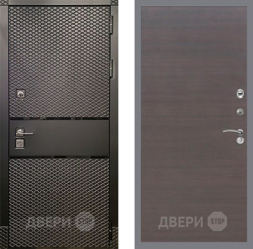 Входная металлическая Дверь Рекс (REX) 15 Черный Кварц GL венге поперечный в Звенигород
