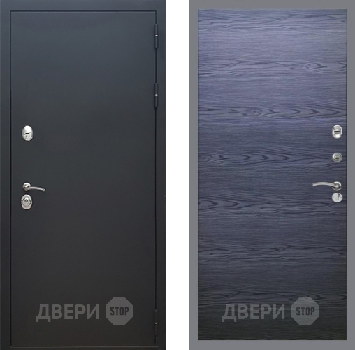 Входная металлическая Дверь Рекс (REX) 5 Черный Муар GL Дуб тангенальный черный в Звенигород