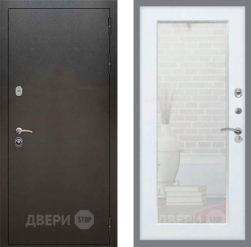 Дверь Рекс (REX) 5 Серебро Антик Зеркало Пастораль Белый ясень в Звенигород