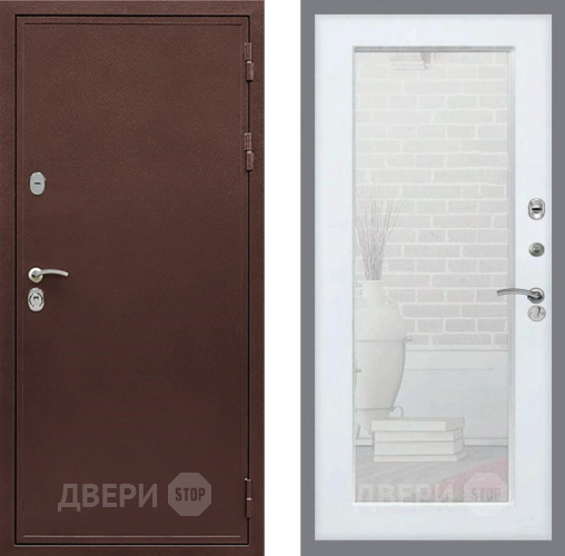 Входная металлическая Дверь Рекс (REX) 5А Зеркало Пастораль Белый ясень в Звенигород