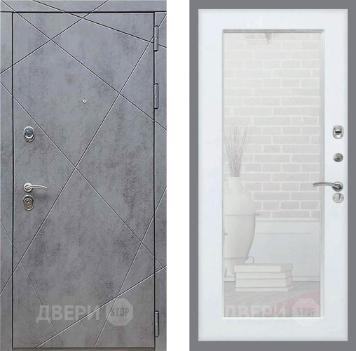 Входная металлическая Дверь Рекс (REX) 13 Бетон Темный Зеркало Пастораль Силк Сноу в Звенигород