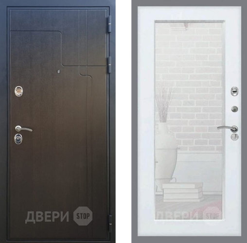 Входная металлическая Дверь Рекс (REX) Премиум-246 Зеркало Пастораль Белый ясень в Звенигород