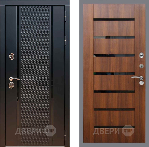 Дверь Рекс (REX) 25 СБ-14 стекло черное Орех бренди в Звенигород