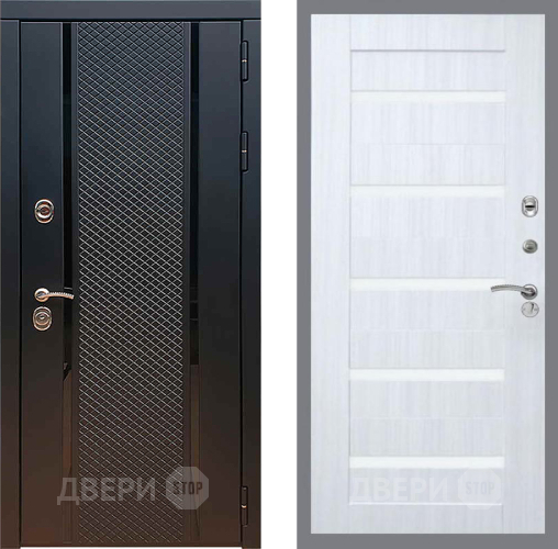 Входная металлическая Дверь Рекс (REX) 25 СБ-14 стекло белое Сандал белый в Звенигород
