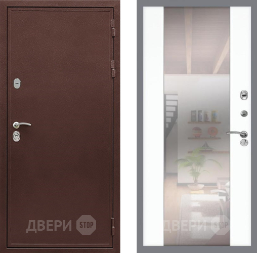 Дверь Рекс (REX) 5 металл 3 мм СБ-16 Зеркало Силк Сноу в Звенигород